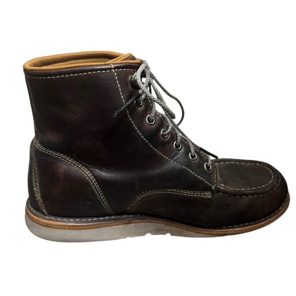 CARHARTT Men's Brown Leather Waterproof Moc Toe Wedge Work Boots Size 9 Outdoors